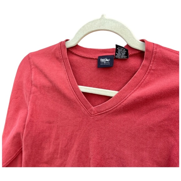 Vintage Mossimo Stretch Shirt Women’s M Orange V-Neck 3/4 Sleeves Sweatshirt szM - Picture 4 of 12